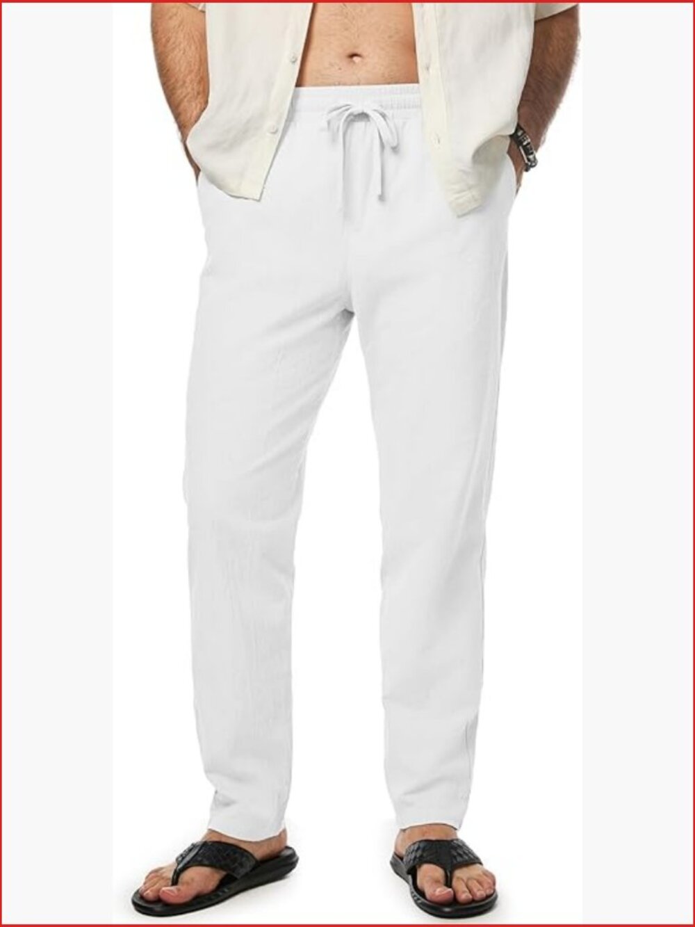 100% Cotton Elastic Waist Drawstring Pants with Pockets